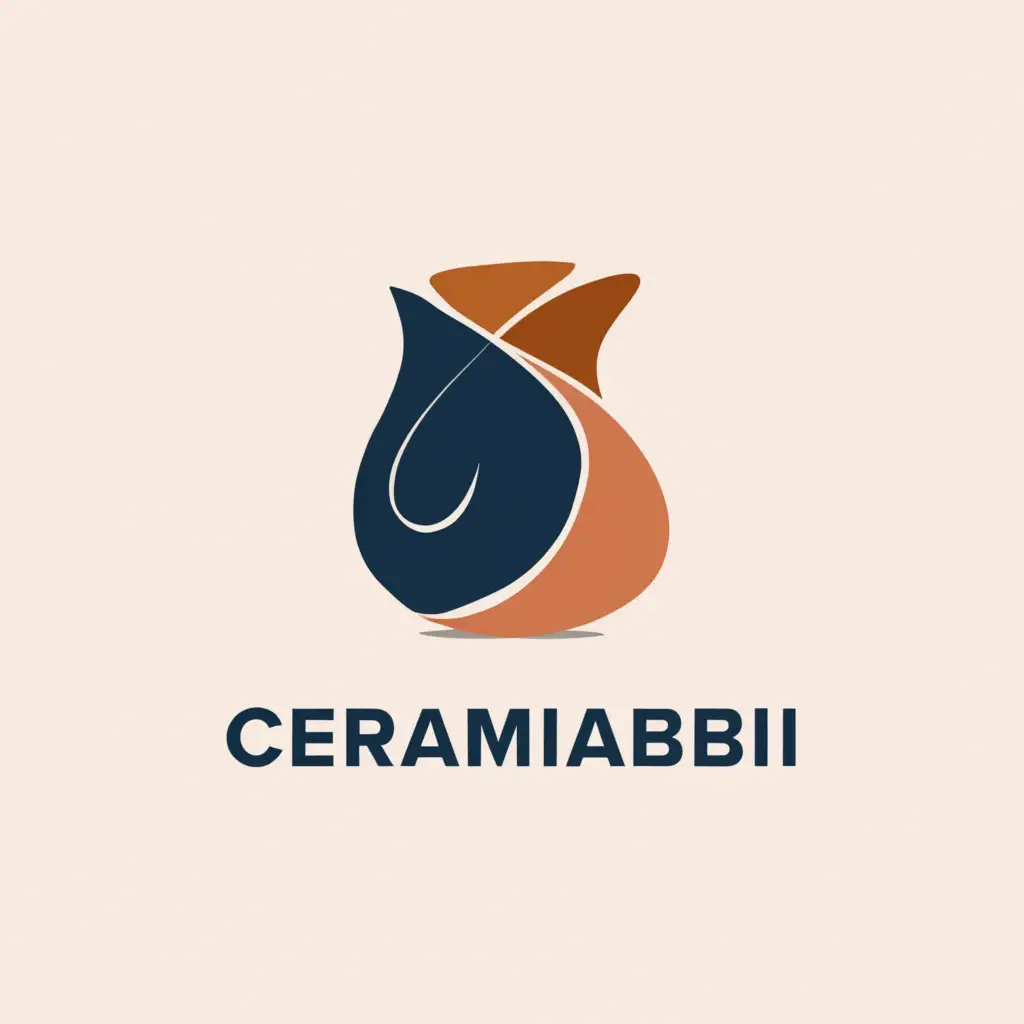 a logo design,with the text "CeramicAbili", main symbol:abstract form that recalls the silhouette of a ceramic vase. The lines suggest the nature of the sea and the colors of the sea and terracotta, the abilities of the disabled,Moderate,clear background