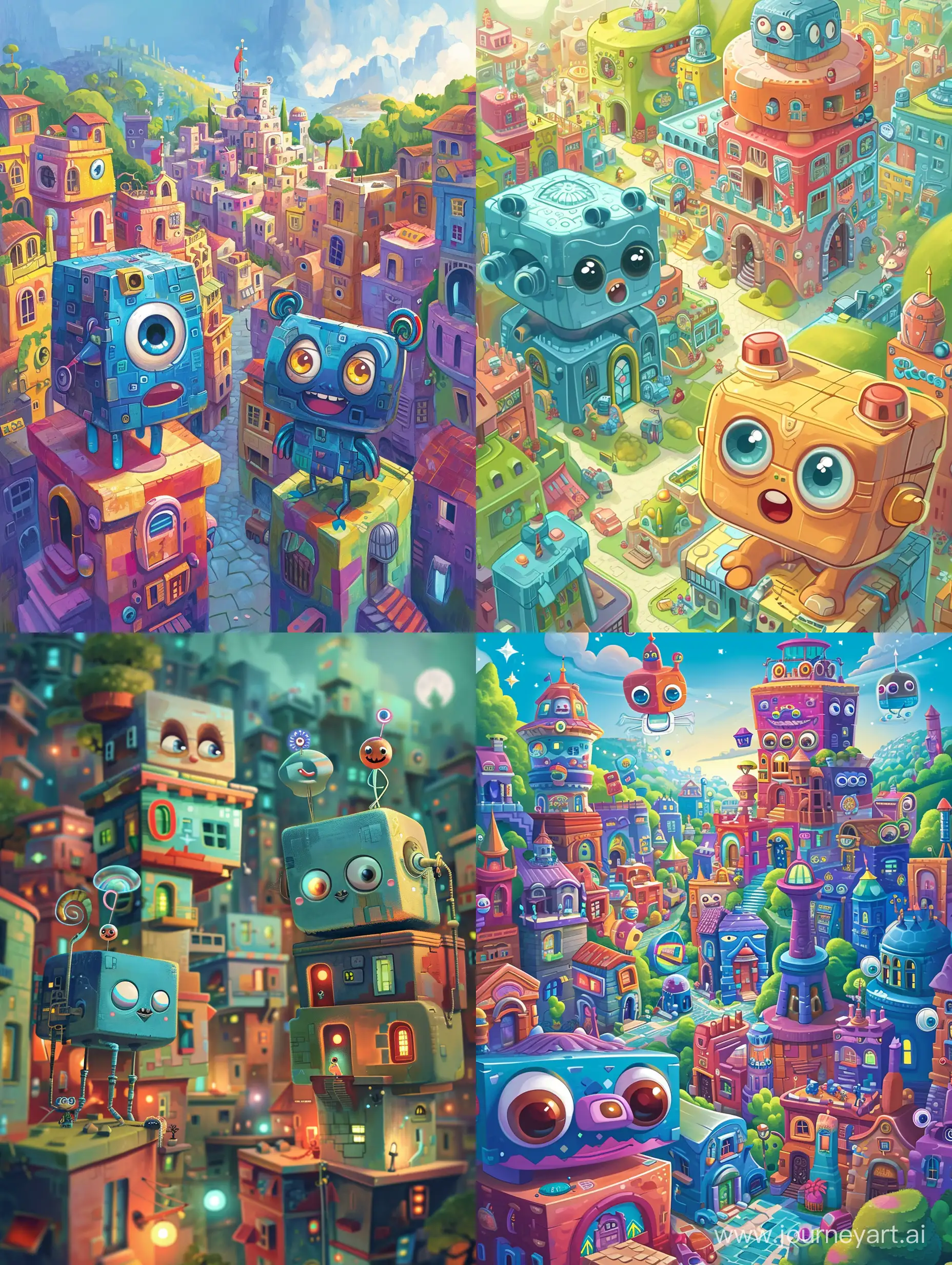 Guardians-Cuber-and-Circla-Safeguarding-the-Vibrant-2D3D-Dimensional-City