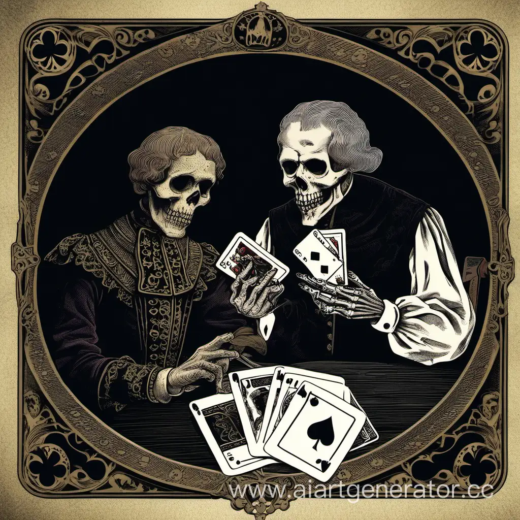 Герман из "пиковой дамы" сидит и играет в карты со смертью
