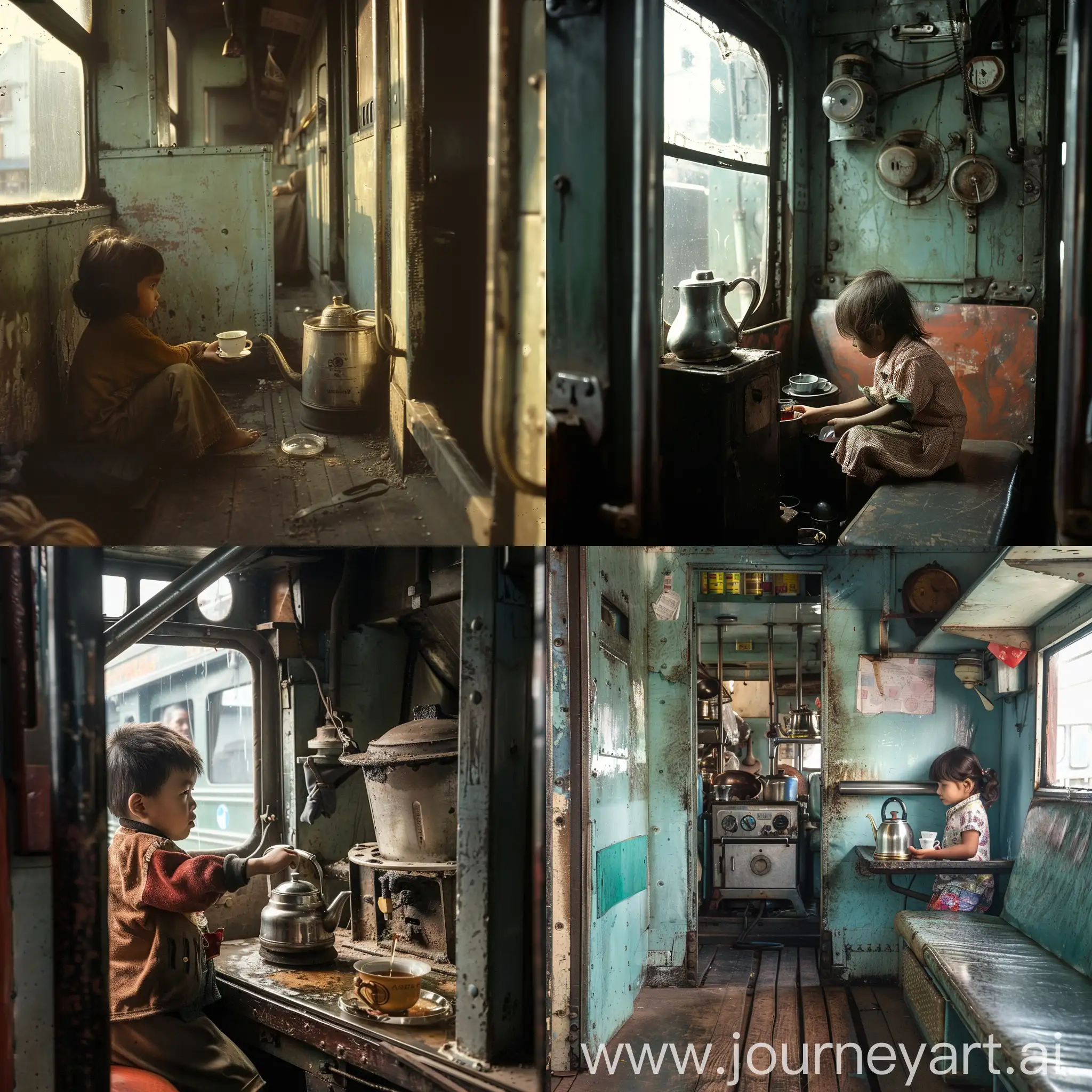Adorable-Child-Selling-Tea-in-Vibrant-Train-Scene