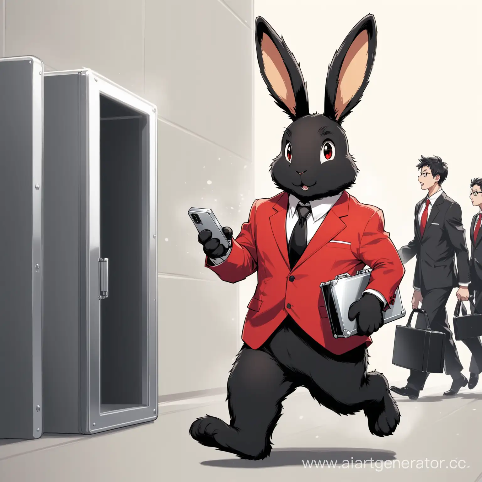 Rabbit-in-Business-Attire-Hurrying-to-Job-Interview-with-Phone-and-Briefcase