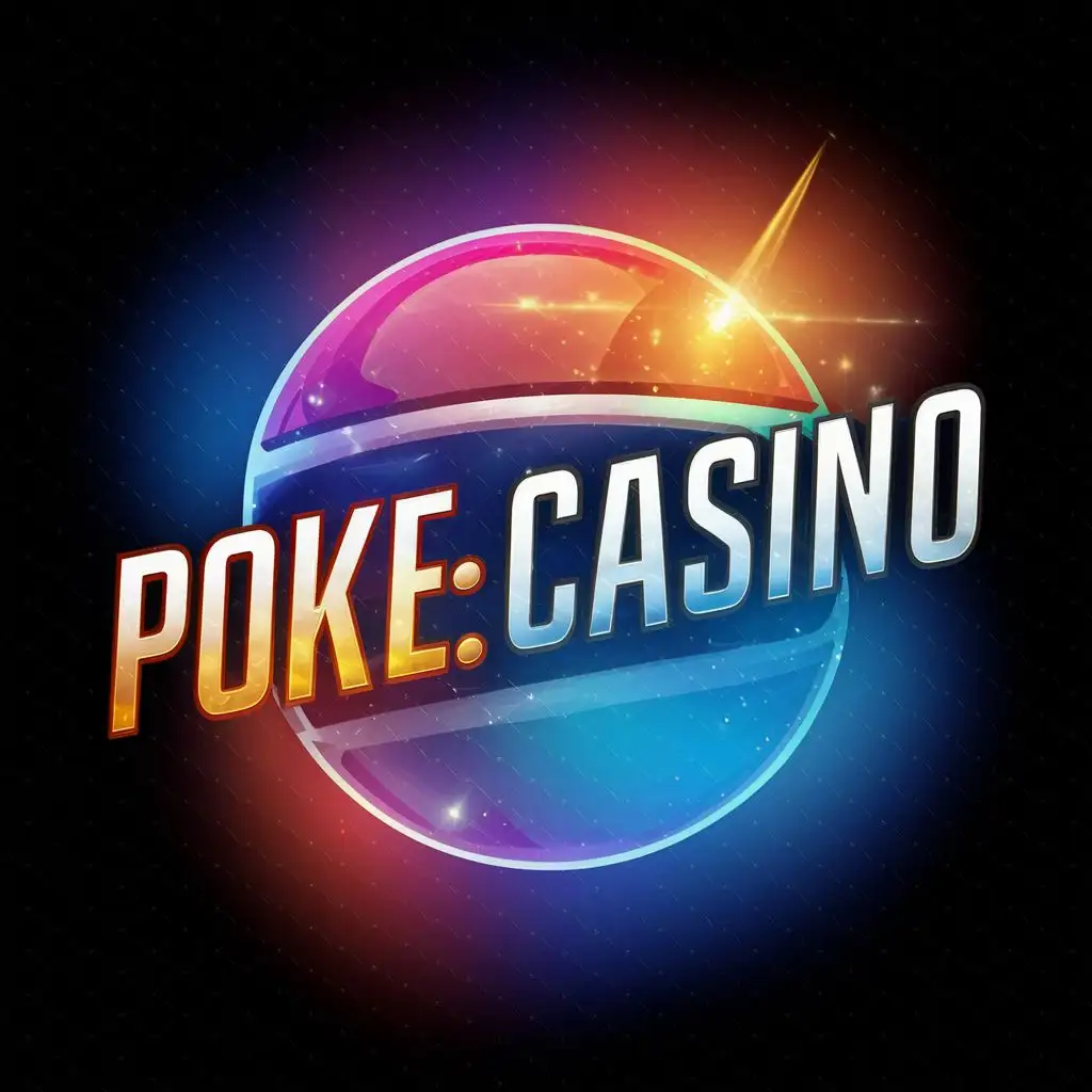 logo, Pokemon ball, casino style., with the text "Poke.Casino", typography