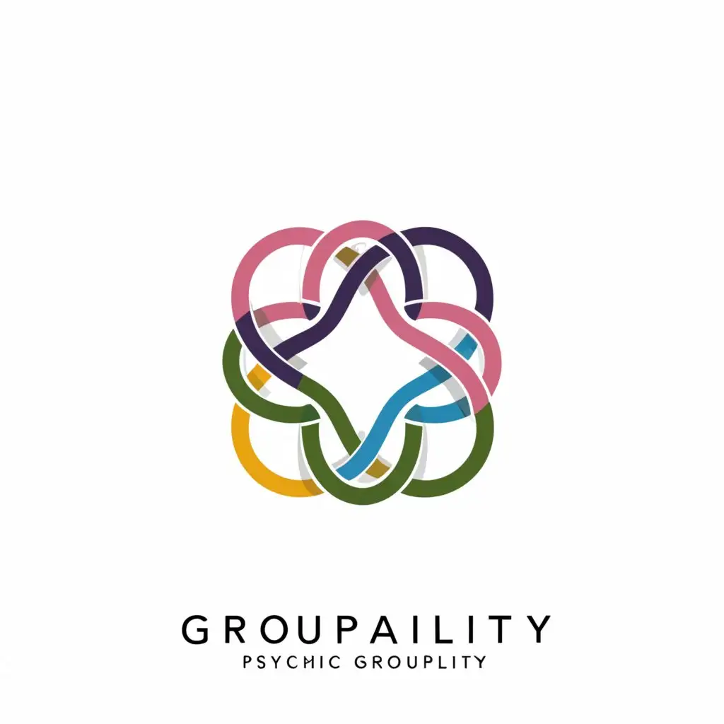 a logo design,with the text "Psychic Groupality", main symbol:a symbol that represents groupality, such as airbnb logo, unilever, several paths that cross,Moderate,clear background