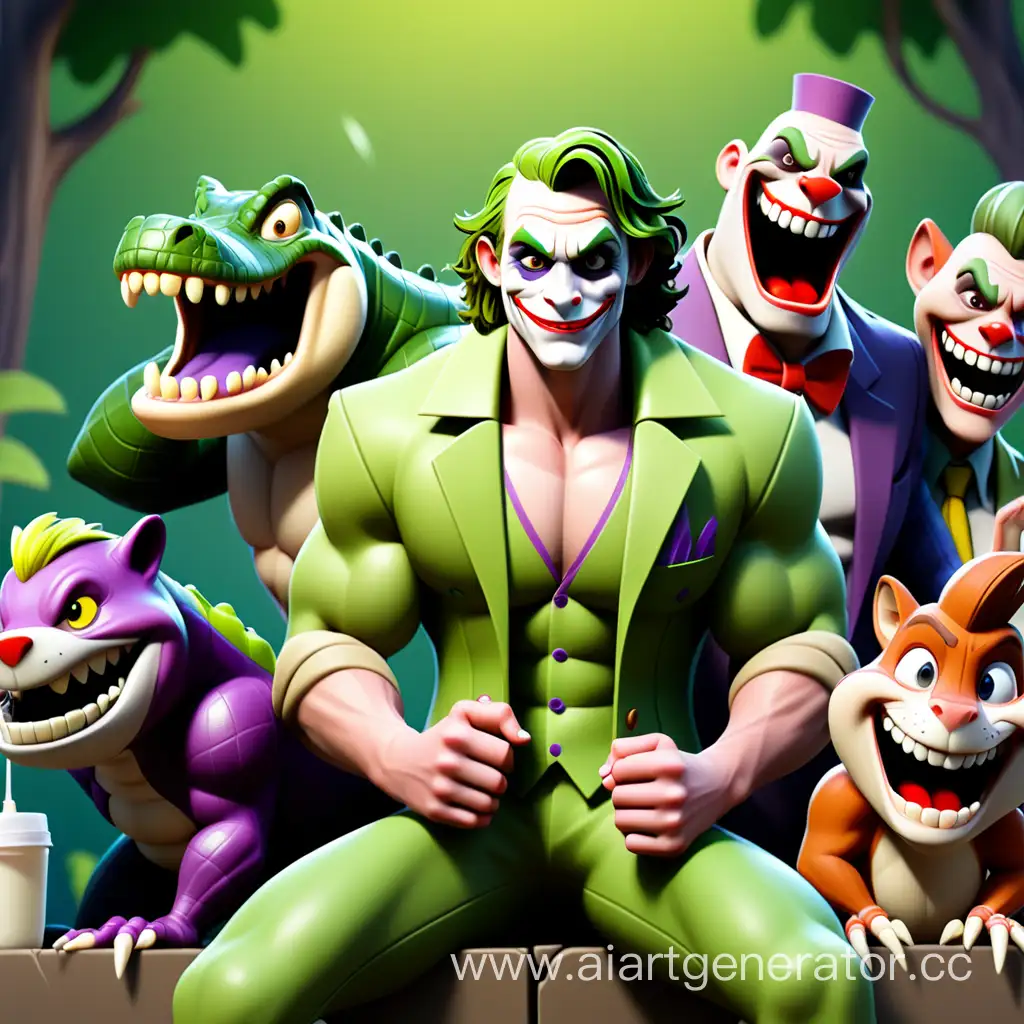 Wild-Encounter-Tarzan-and-Joker-Face-Off-with-a-Crocodile-in-Fortnite-School