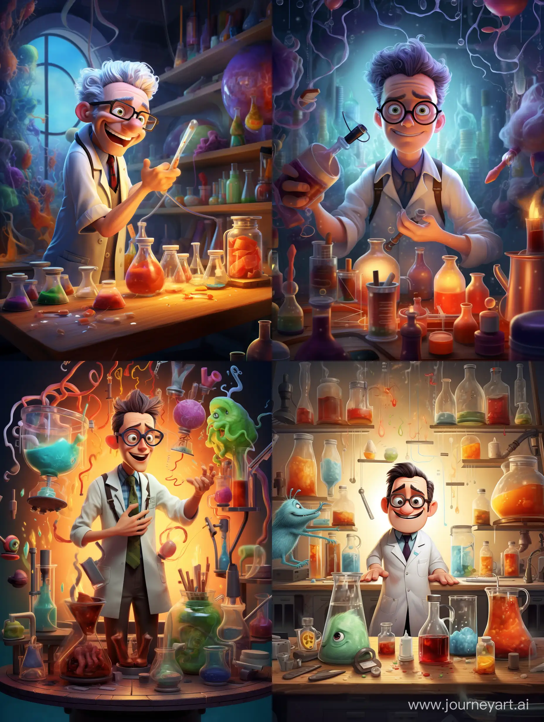 Scientist-Mixing-Chemicals-in-Pixar-Style