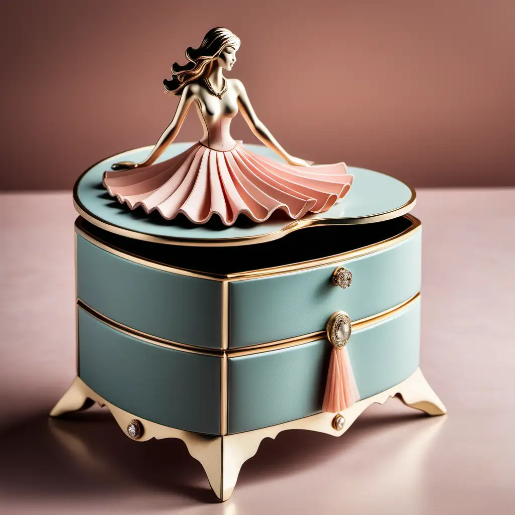 A luxurious retro jewellery box inspired by a dancing girls skirt