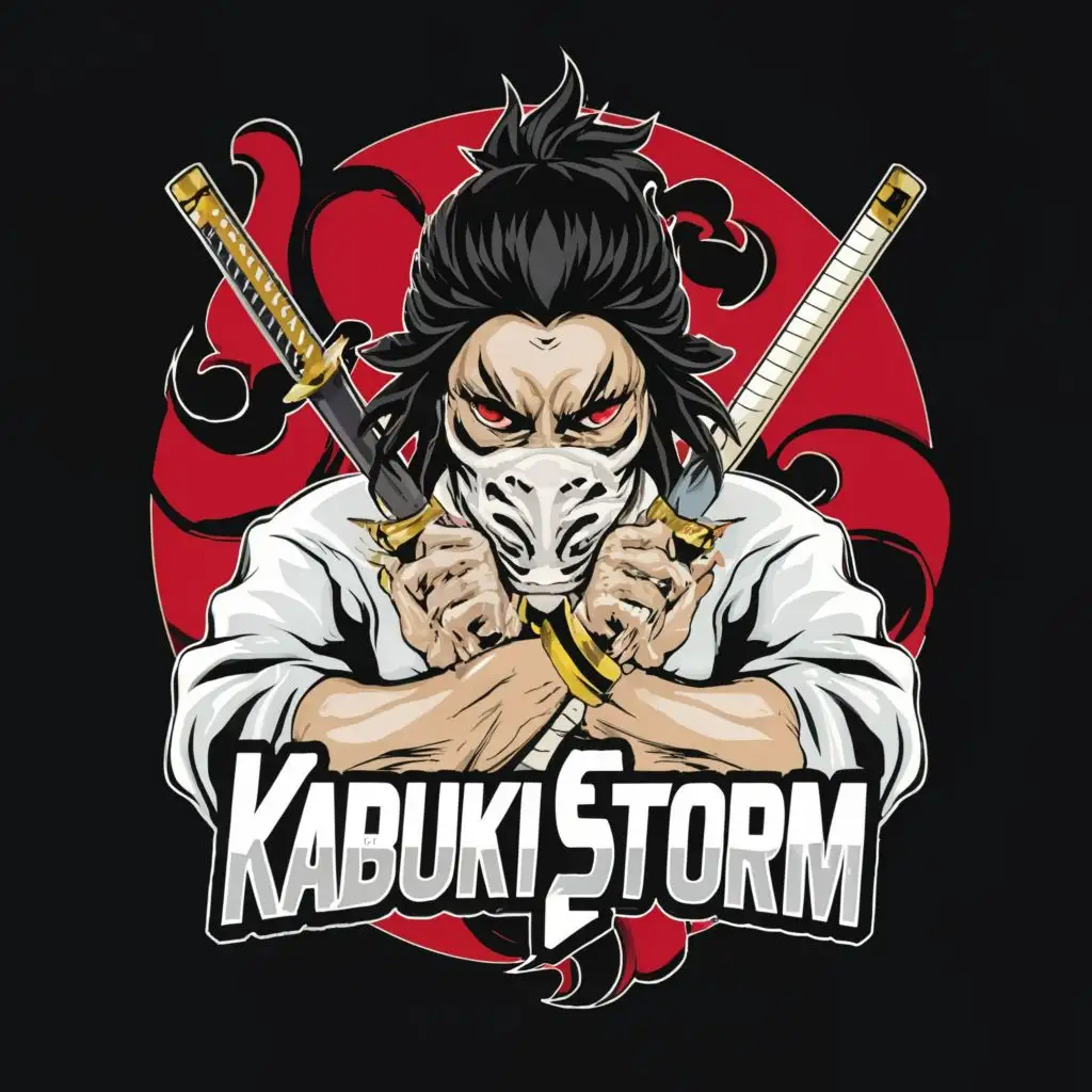 LOGO-Design-for-Kabuki-Storm-Striking-Ninja-Aesthetics-with-Red-Patterned-Kabuki-Mask
