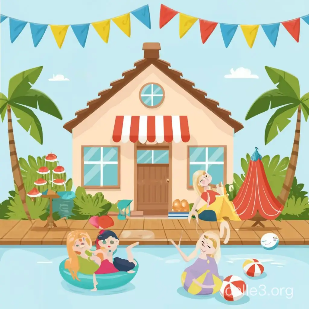 Can you create a fun invitation for hosting a kitty party with pool party at my house on this Saturday at 1pm on 17th February 2024. Provide all details printed on the invitation 