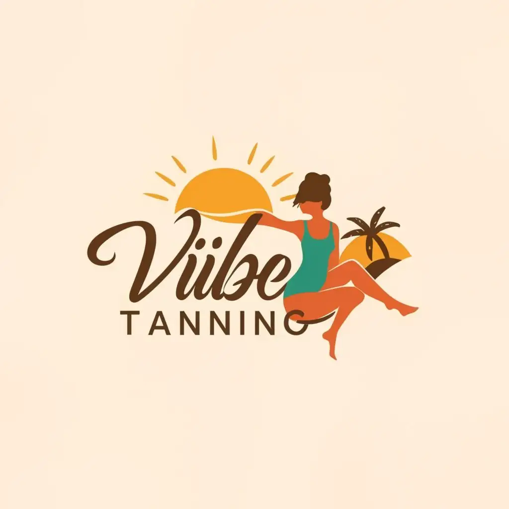 logo, Person, people,faces sunshine, sunbathing sun tanning,laying down under the sun,sun tan, with the text "VIBEZ TANNING", typography, be used in Beauty Spa industry