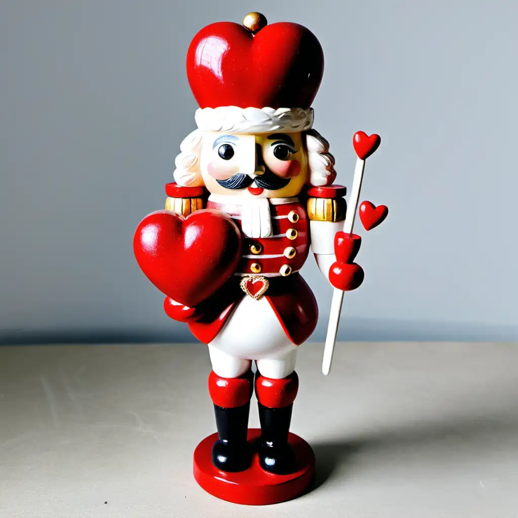 Charming Valentines Day Resin Nutcracker with Heart