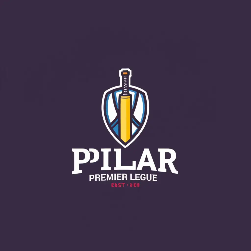 a logo design,with the text "PILAR PREMIER LEAGUE", main symbol:Cricket bat and ball,complex,be used in Sports Fitness industry,clear background