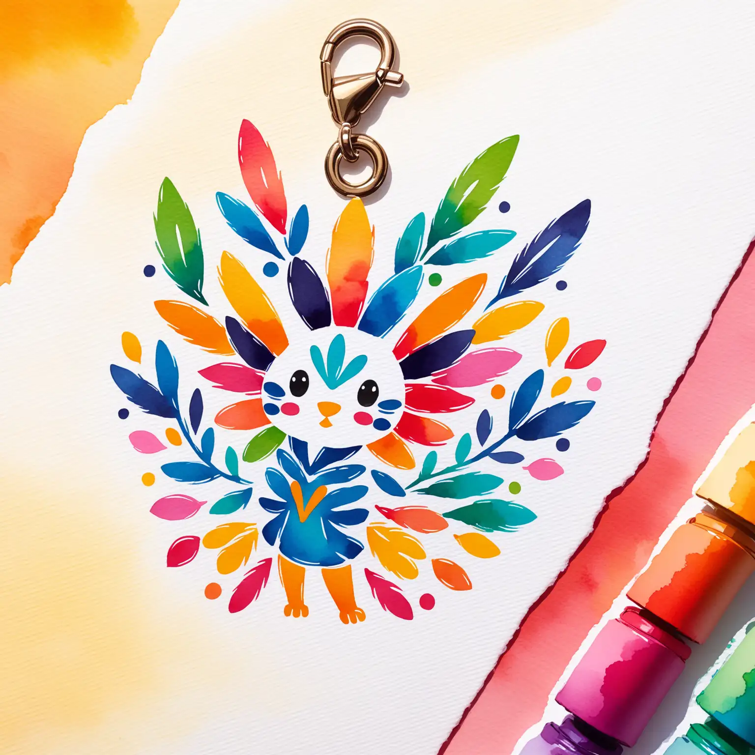 charm 
with otomi design in watercolor 
cartoon
