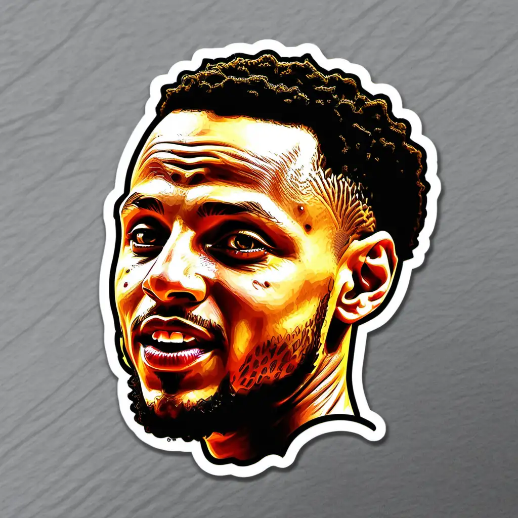 Steph Curry Basketball Sticker Dribbling Action in Golden State Warriors Colors