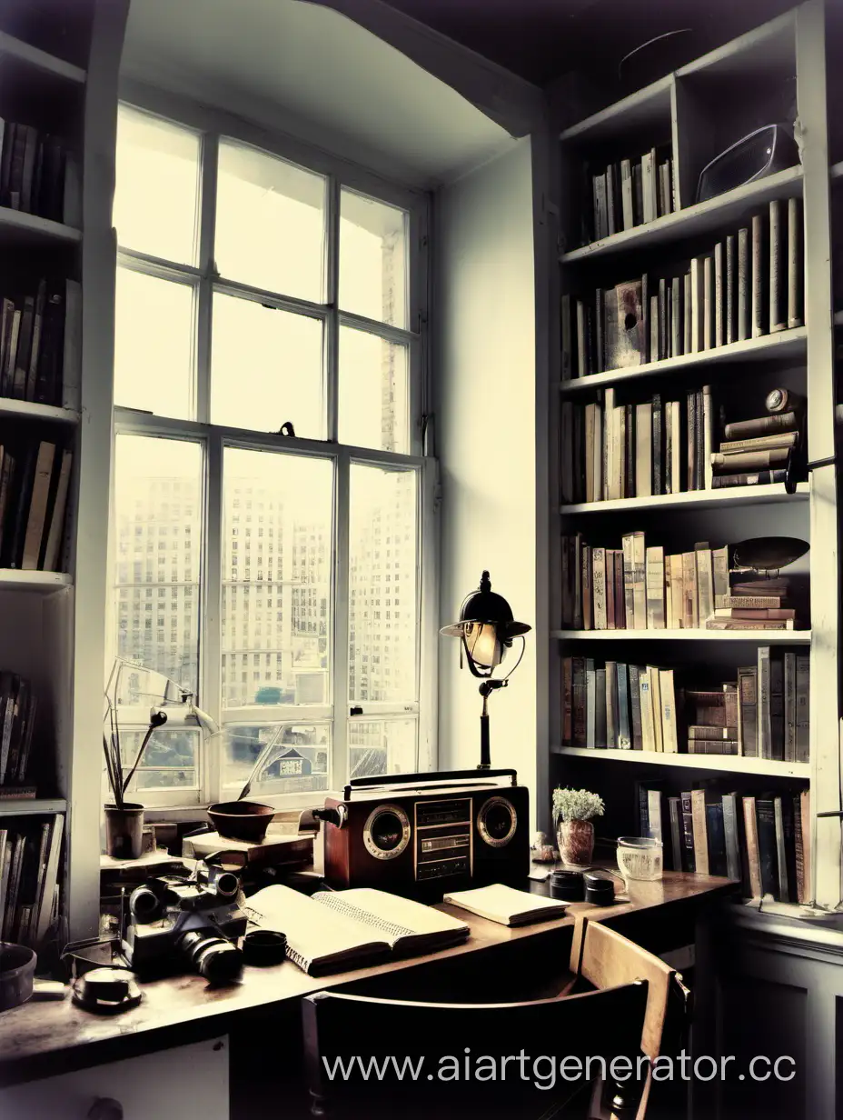 Cozy-Writing-Nook-with-Binoculars-and-Radio