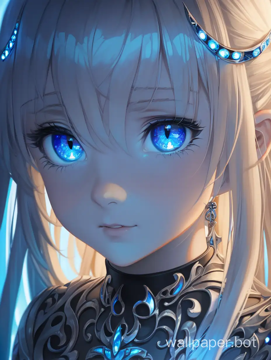 glowing sparkling blue eyes of a girl