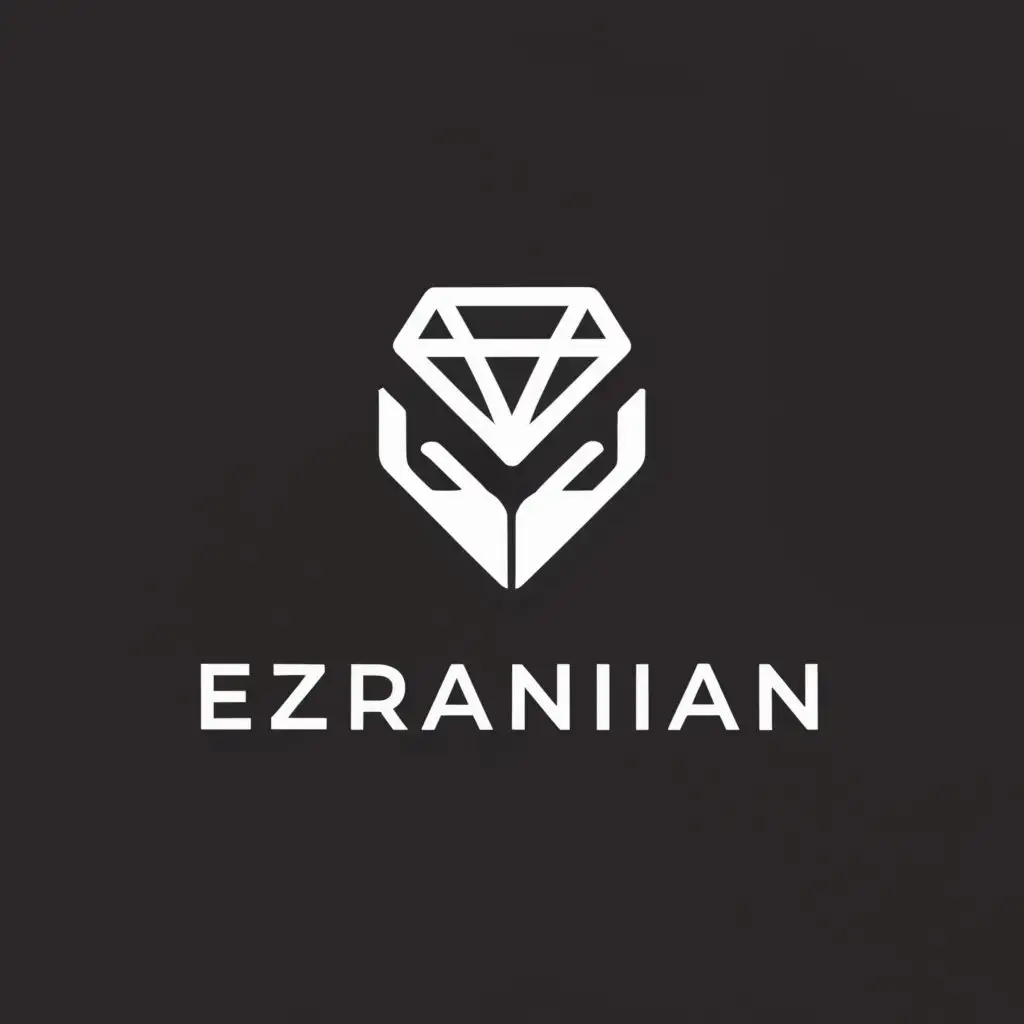 a logo design,with the text "EZRANIAN", main symbol:Diamond shape hand symbol ,Moderate,clear background