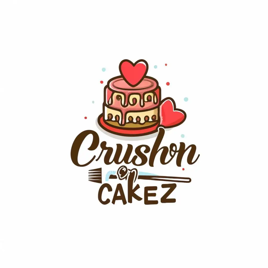logo, cake, heart, with the text "crushoncakez", typography, be used in Retail industry