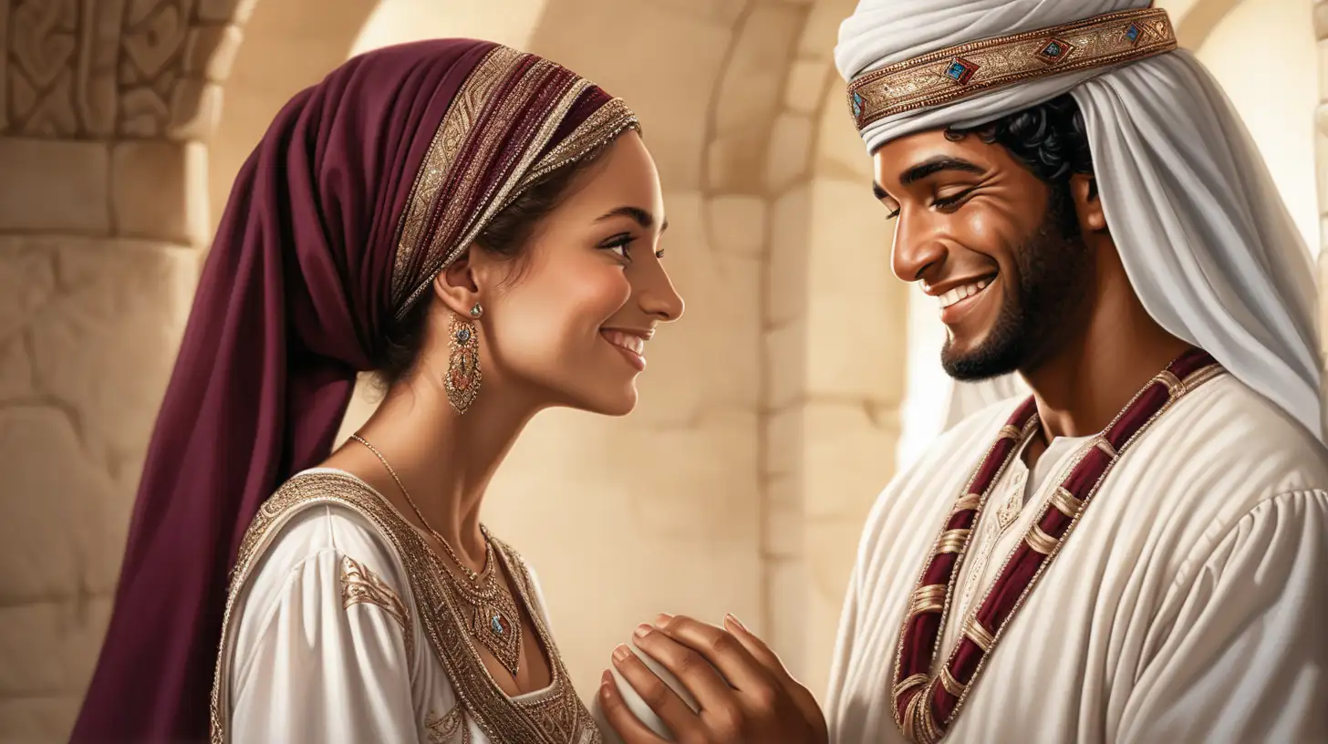 Biblical Era Wedding Beautiful Hebrew Bride and Arab Groom Exchange Vows