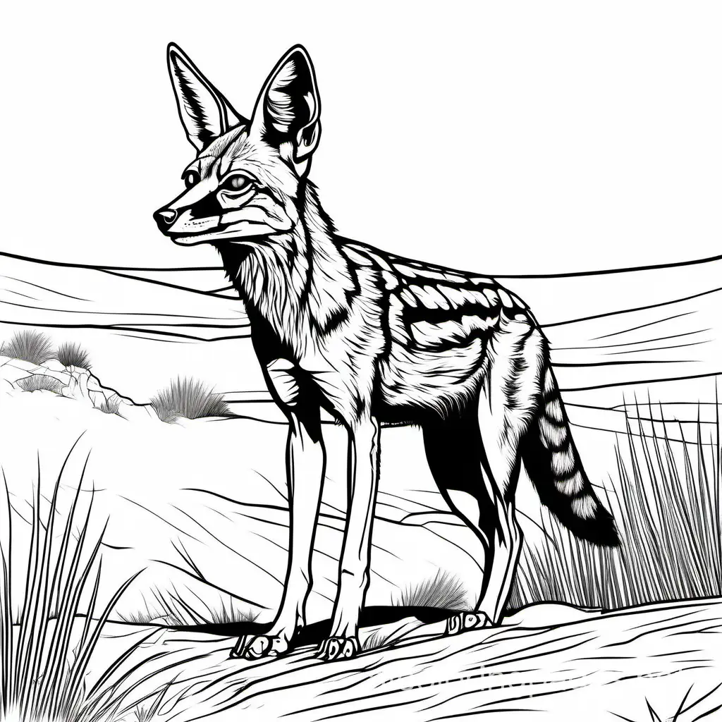 Black-Backed-Jackal-Coloring-Page-Simplistic-Line-Art-for-Young-Children