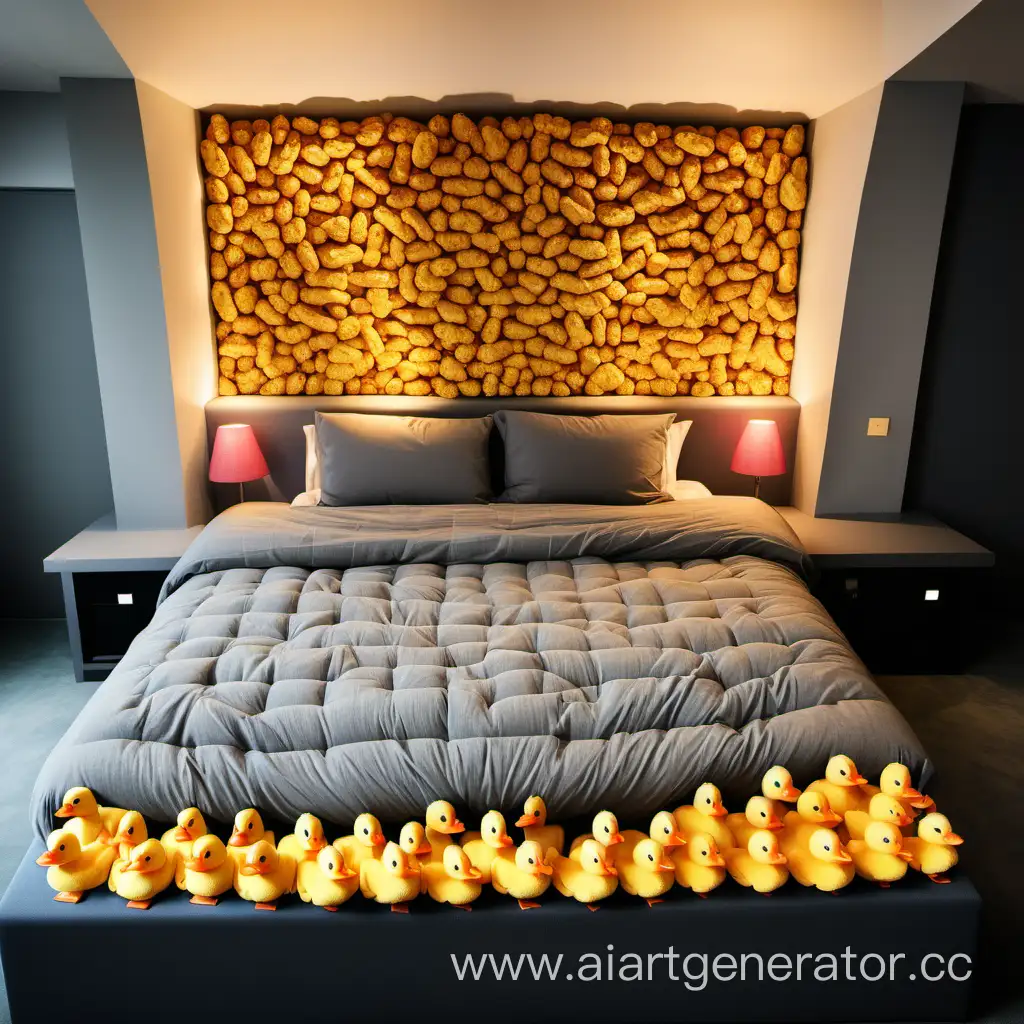 Cozy-Bed-Nestled-Among-Golden-Nuggets-and-Playful-Ducks