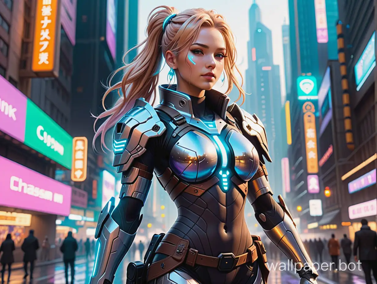 Futuristic-Valkyrie-in-Holographic-Armor-amidst-Cyberpunk-City-Chasm