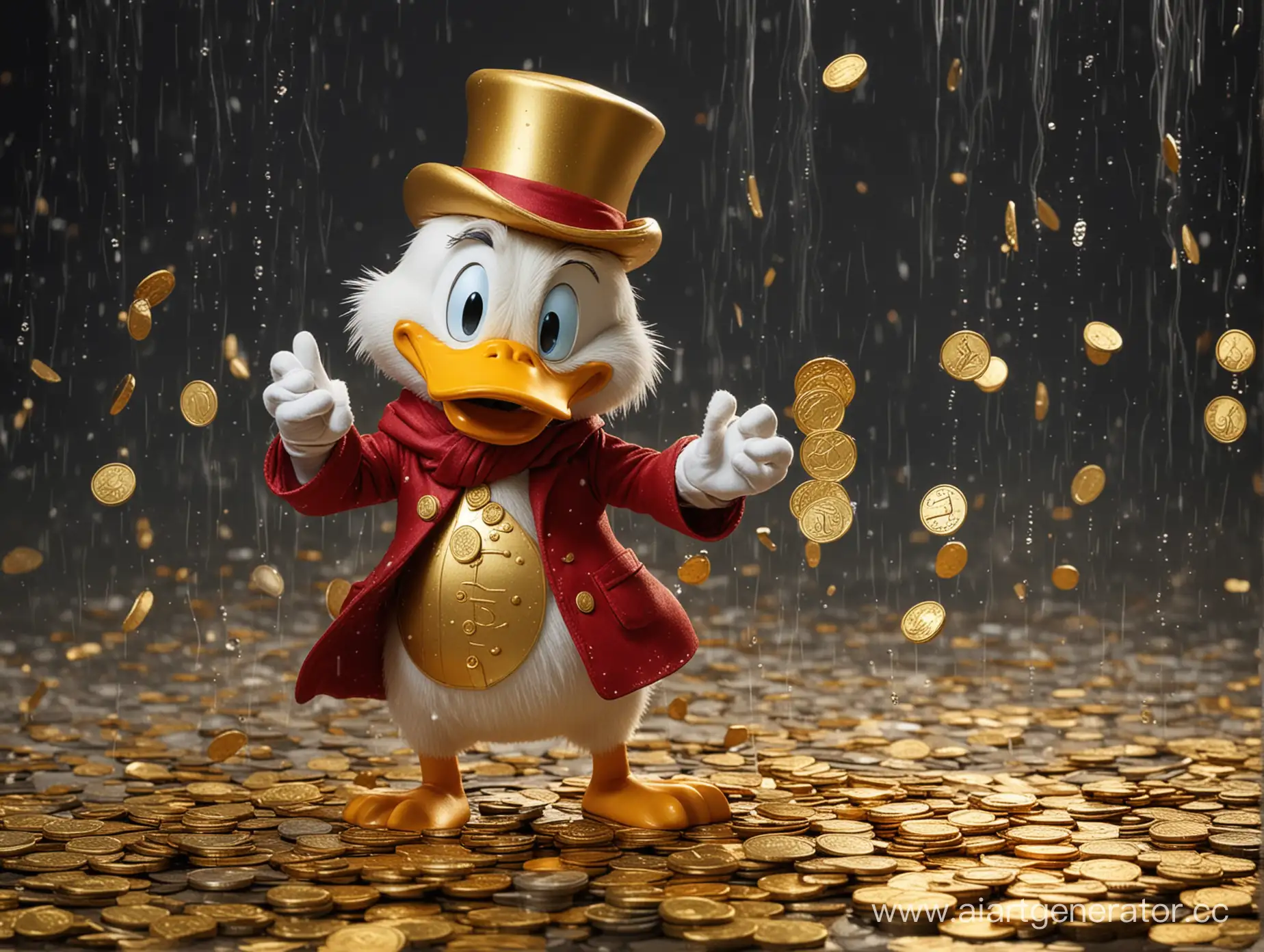 Scrooge McDuck Swimming in a Pool of MultiCurrency Golden Coins | AI ...