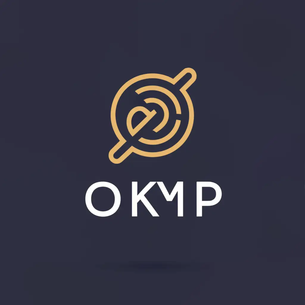 a logo design,with the text "OKMP", main symbol:knitting needle, motor drive,Minimalistic,be used in Technology industry,clear background