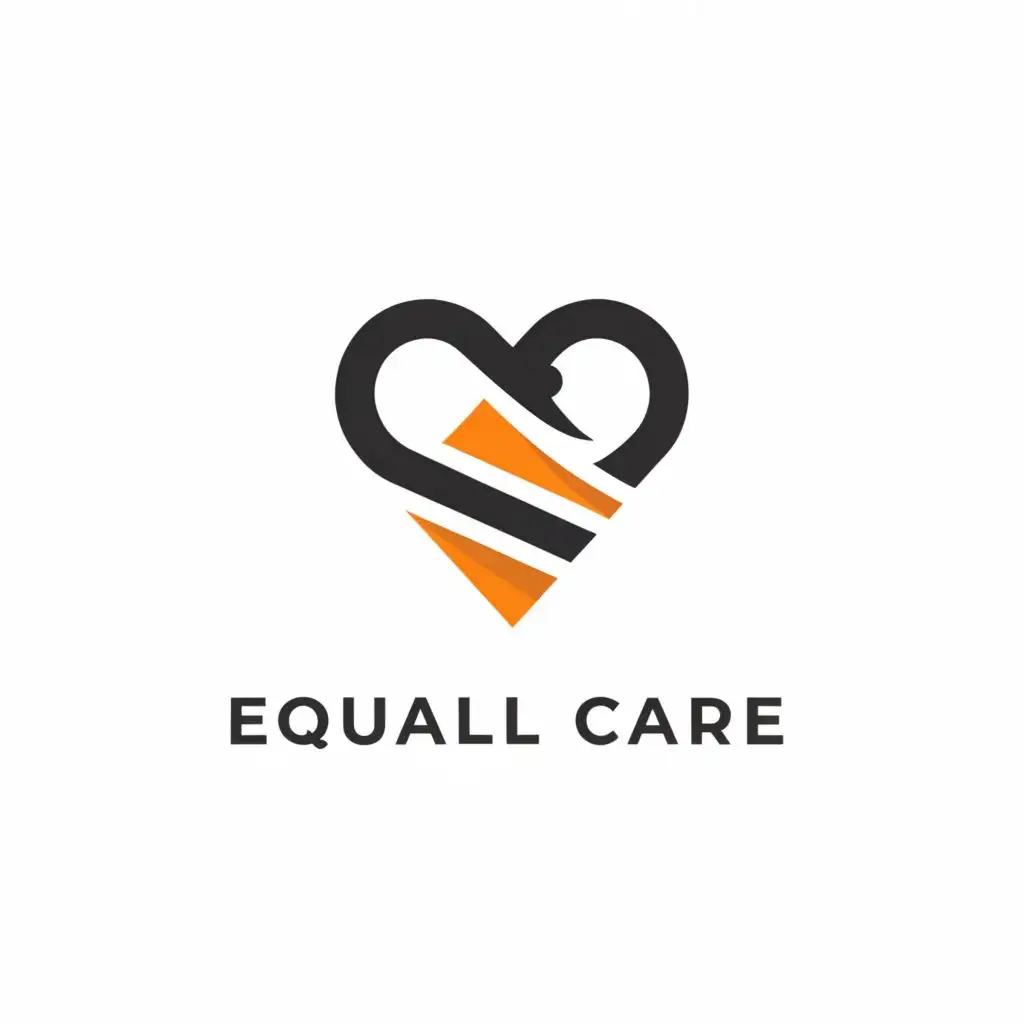 a logo design,with the text "EqualCare", main symbol:heart,logo monochrome,Moderate,be used in Home Family industry,clear background