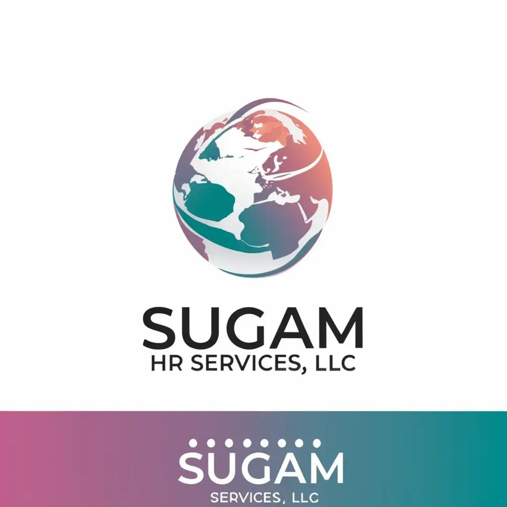 a logo design,with the text "Sugam HR Services LLC", main symbol:global,complex,clear background