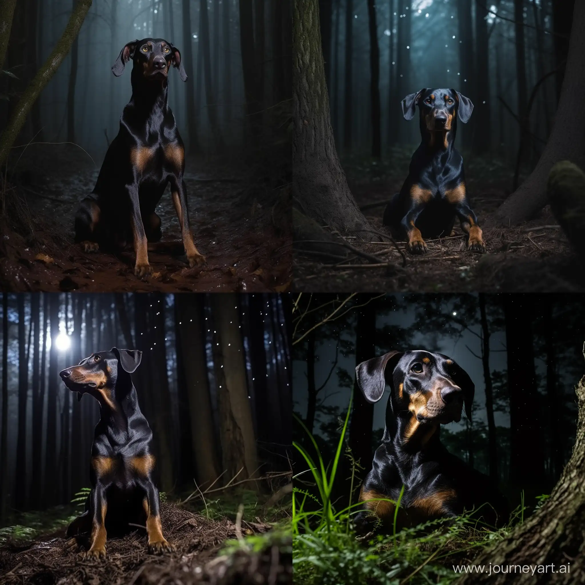 Majestic-Cropped-Ear-Doberman-Photography-in-Enchanted-Forest-with-Fireflies