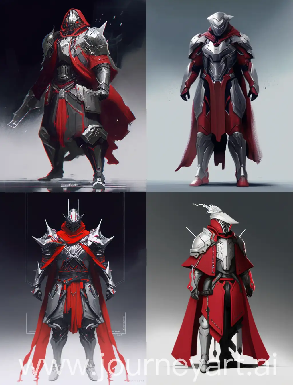 concept game reference style,concept art, armor, red guard, silver tactical suit, long robe