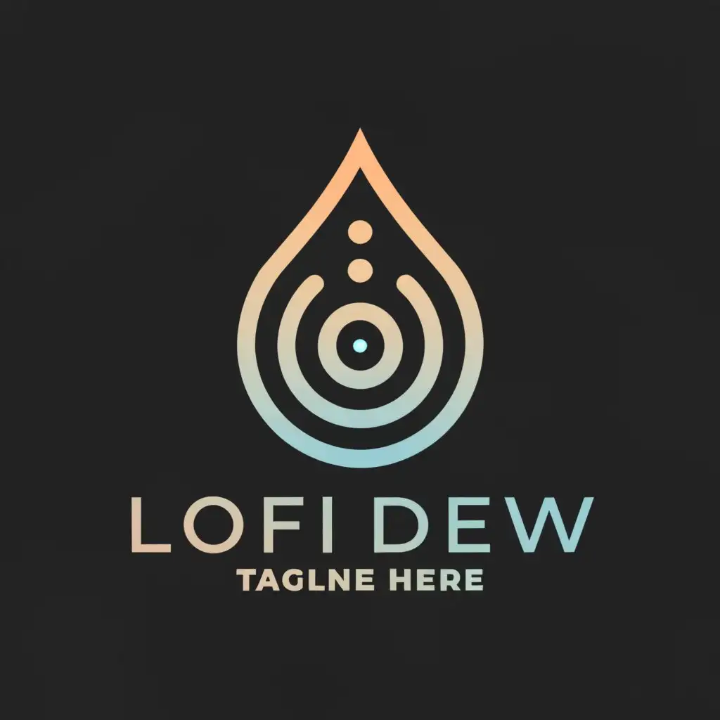 LOGO-Design-For-Lofi-Dew-Elegant-Water-Drop-with-Musical-Elements-on-a-Clear-Background