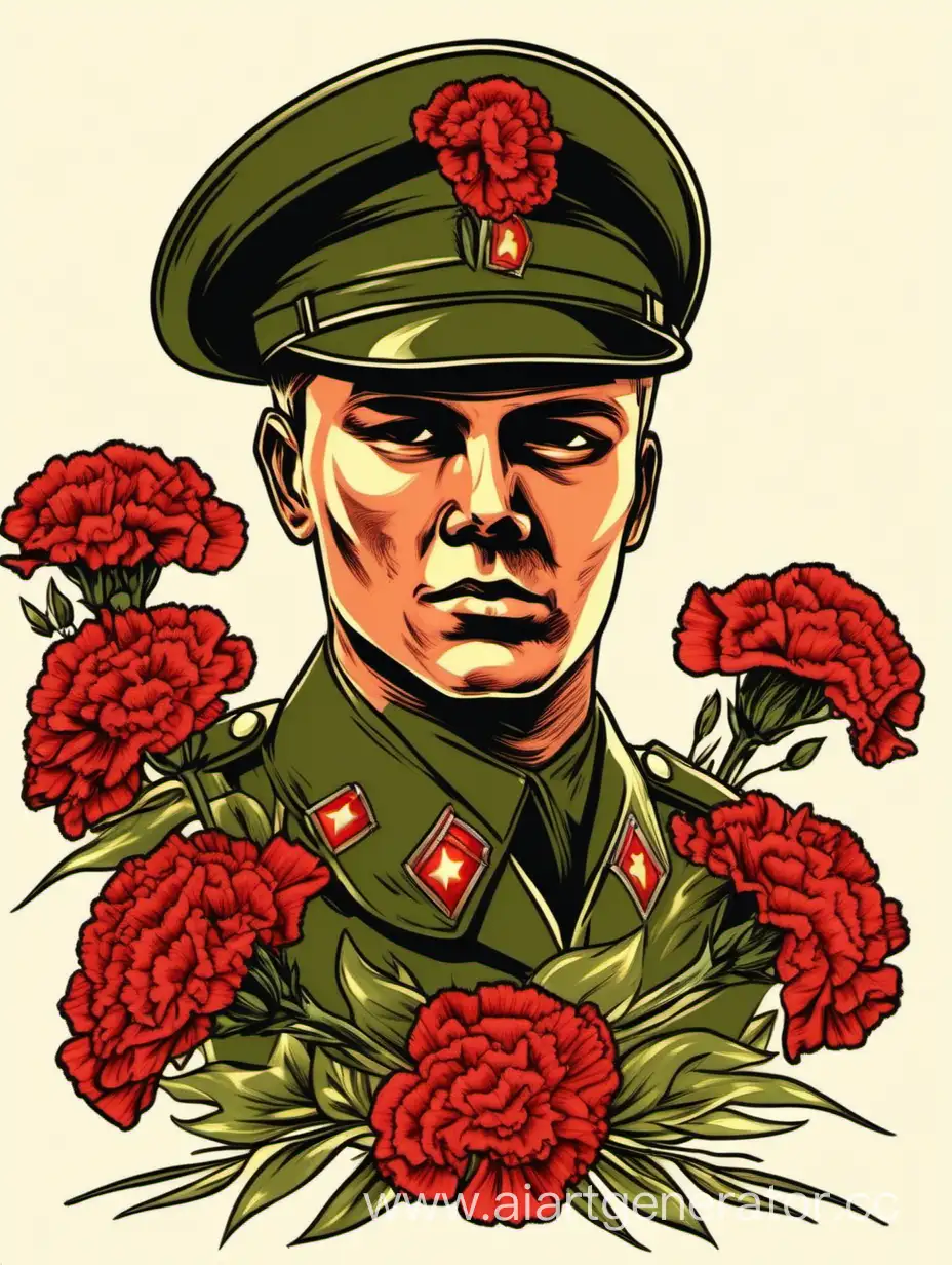 Victory-Day-Tribute-Soldiers-Cap-and-Carnations-by-Eternal-Flame