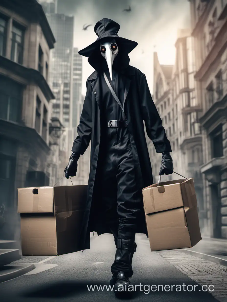 Modern-City-Delivery-Service-with-Gothic-Plague-Doctor