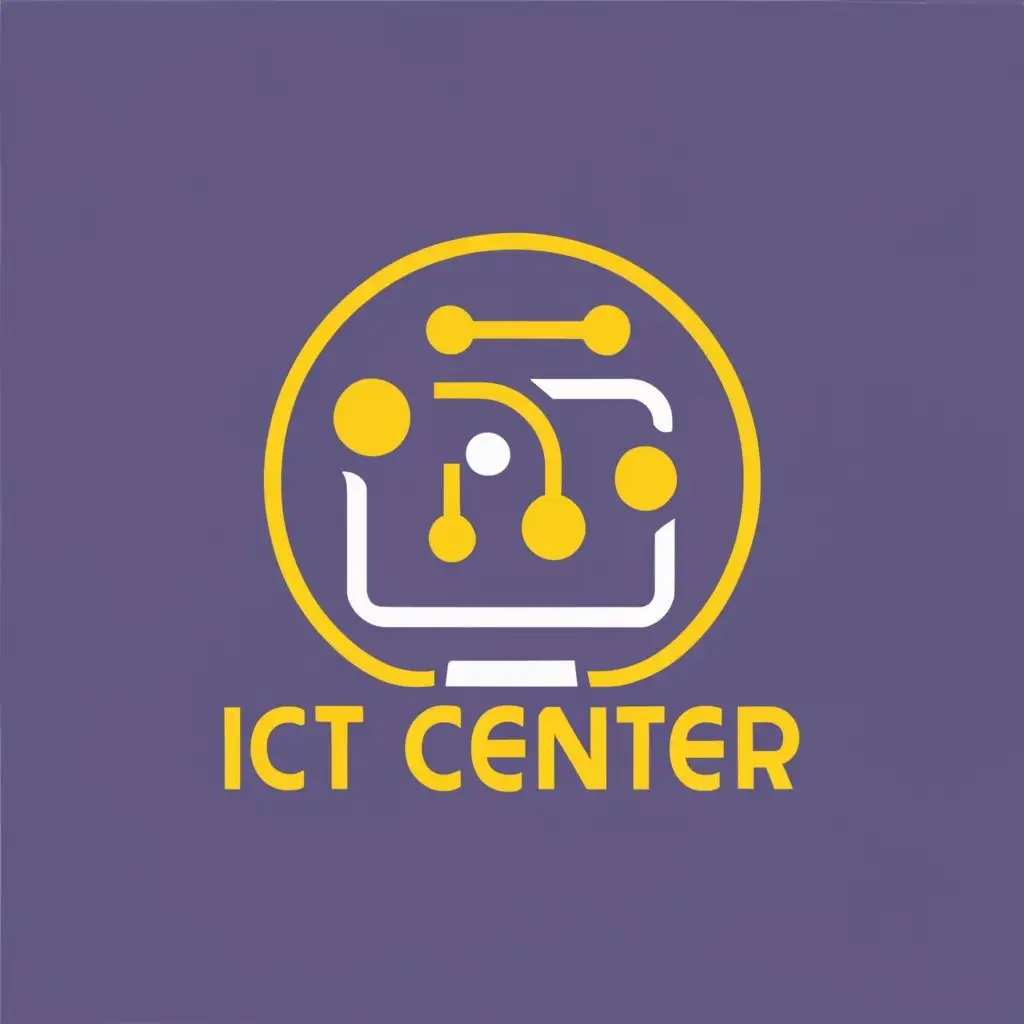 logo, Tech , laptop , COMPUTER, 4 color only, with the text "ICT center", typography, be used in Technology industry