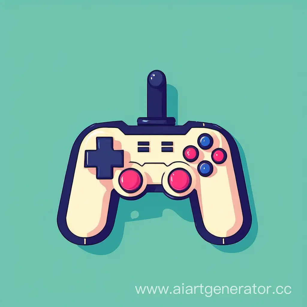 Flat-Style-Gaming-Joystick-with-Vibrant-Colors