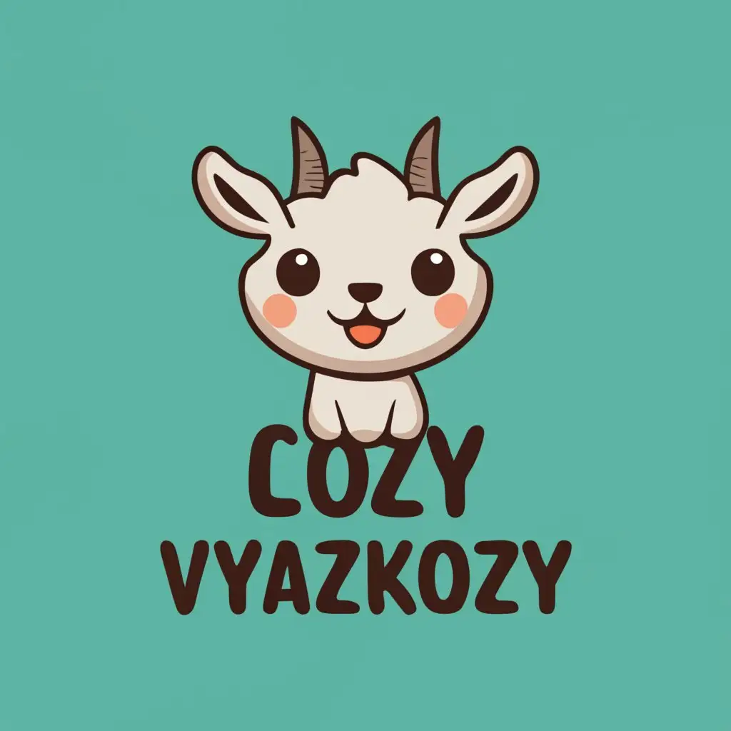 logo, cute baby-goat, simple symbol, with the text "Cozy Vyazkozy", typography, be used in Home Family industry