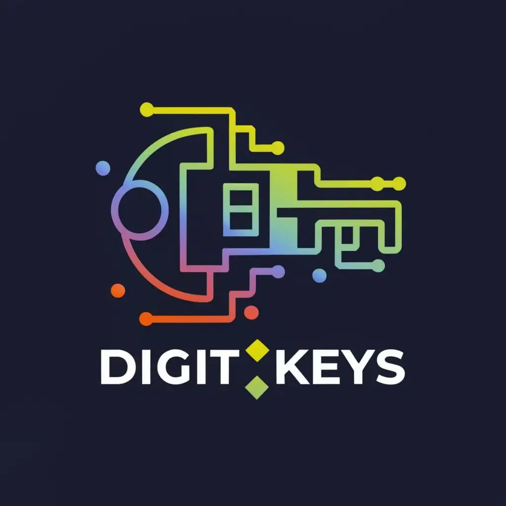 logo, digital key, with the text "Digitkeys", typography, be used in Technology industry, blue orange , green