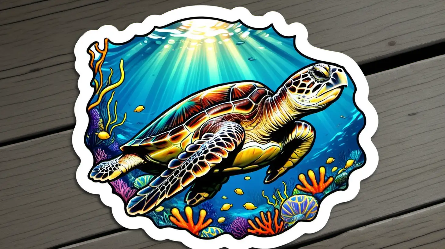 Vibrant Sea Turtle Sticker for Laptops and Accessories