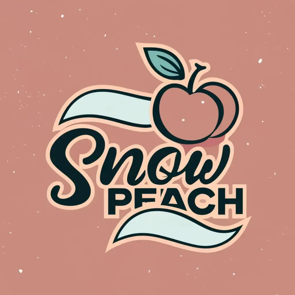 logo, peach, with the text "Snow Peach", typography