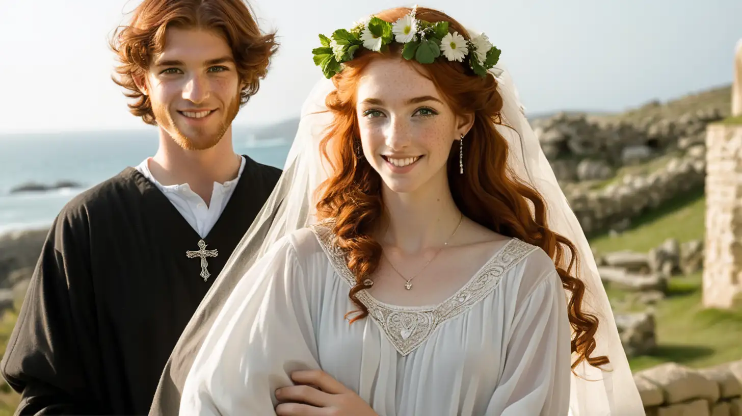 Biblical Era Wedding Beautiful Irish Redhead Bride and Handsome Hebrew Groom