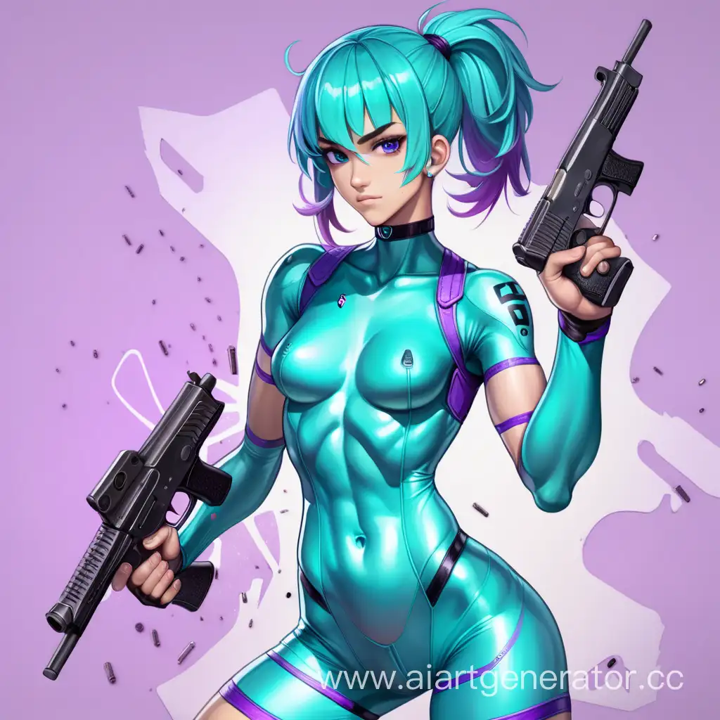 TurquoiseHaired-Young-Man-in-Futuristic-Attire-with-Guns