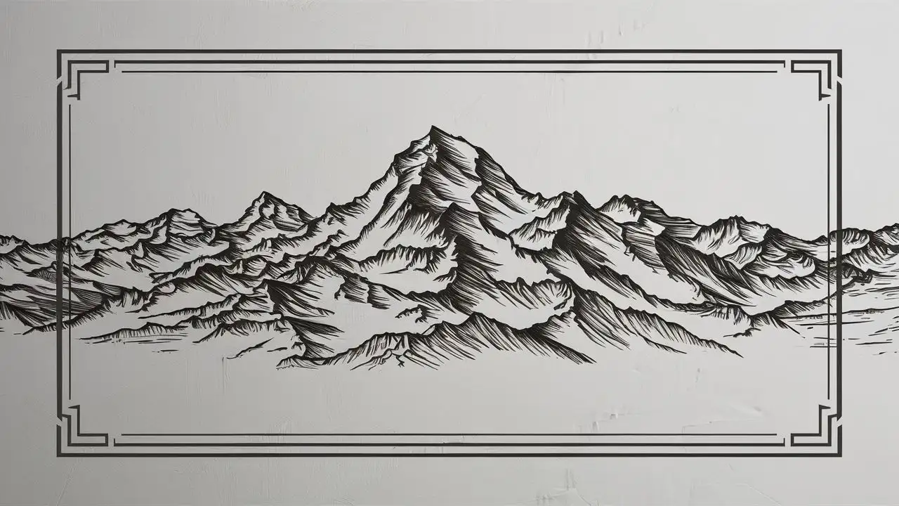 Monochrome Mountain Range Wall Art with Connected Lines