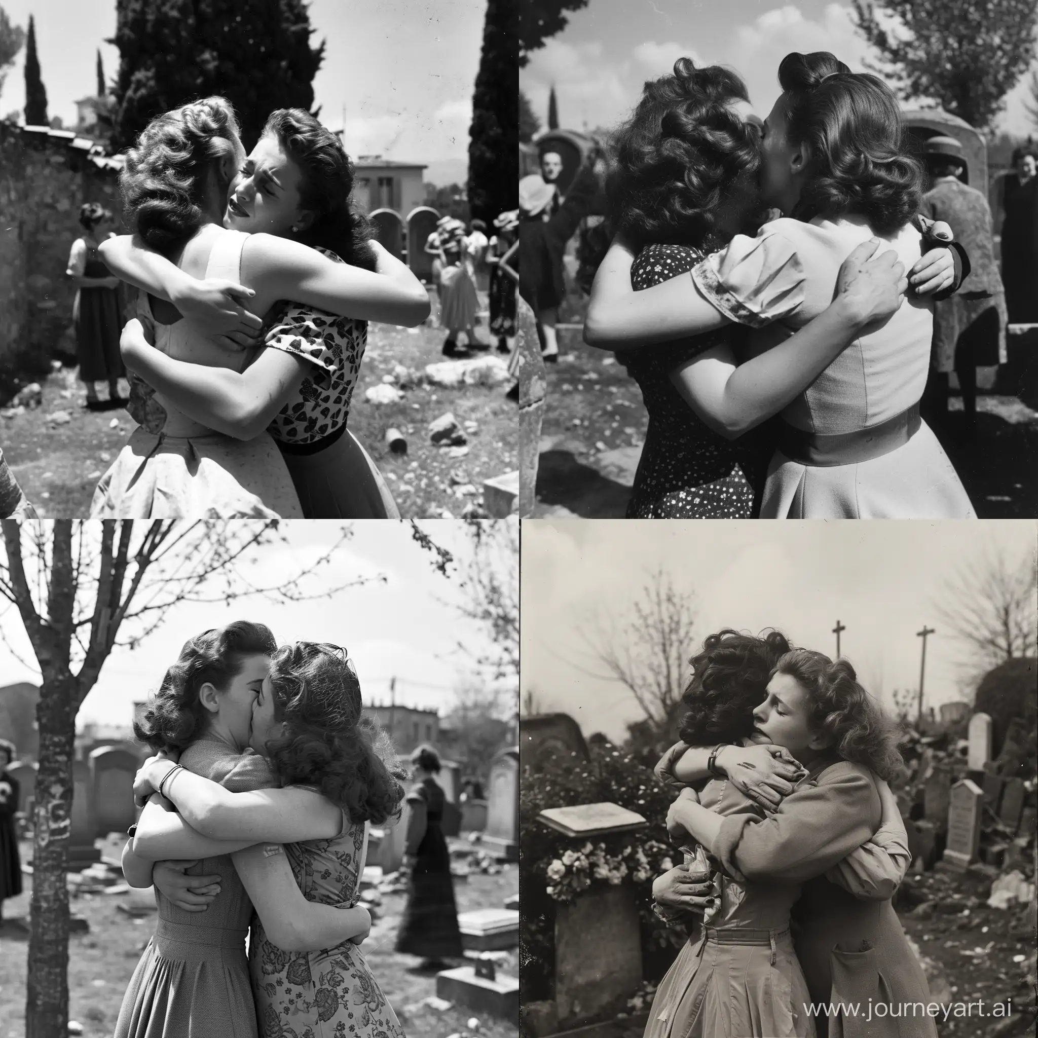 Lesbian-European-French-1950s-Photo-Embracing-Love-and-Tears-in-Puffy-Sleeves