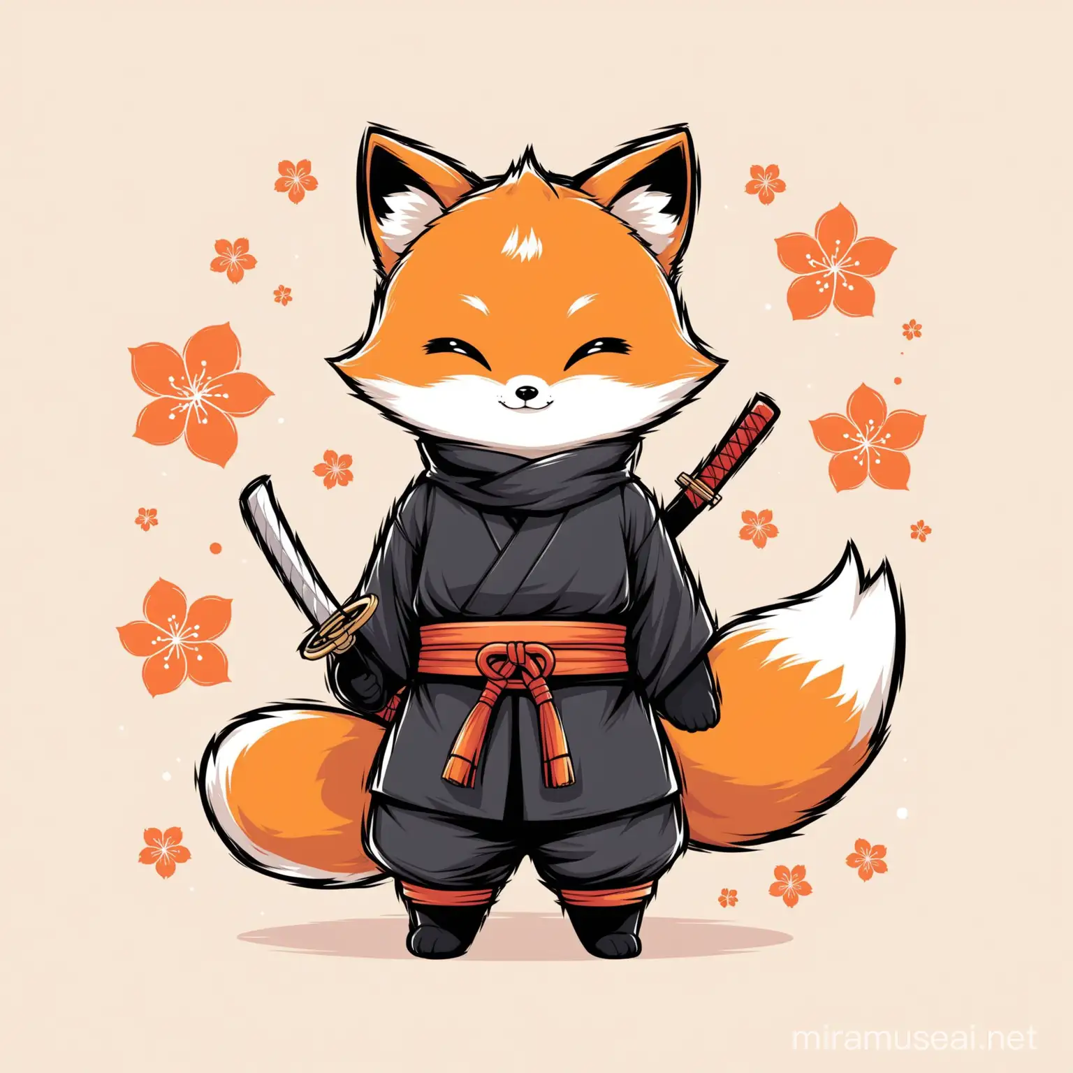 Adorable Fox Ninja Character Illustration