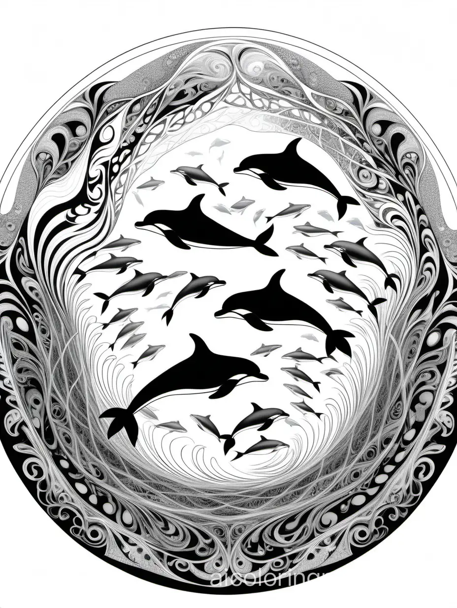 Mandala-of-Porpoises-Coloring-Page-by-Eyvind-Earle