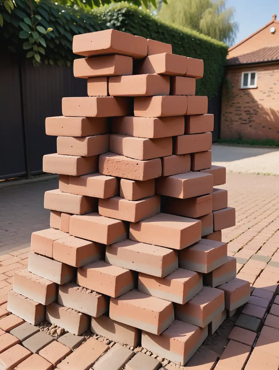 Neatly Stacked Bricks Displaying Varied Textures and Colors