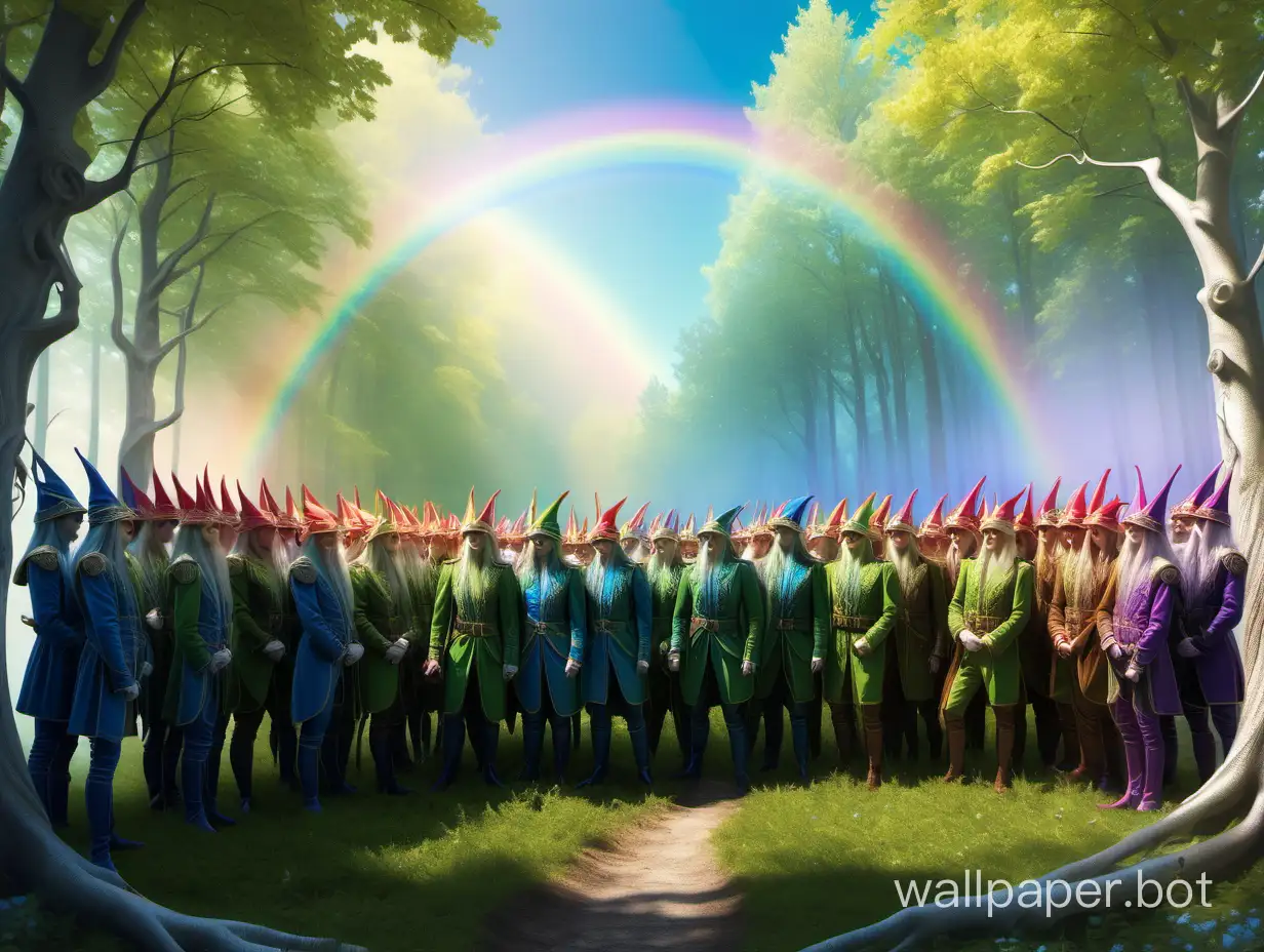 Elven-Military-Council-Amidst-a-Spring-Forest-and-Rainbow-Baroque-Sky