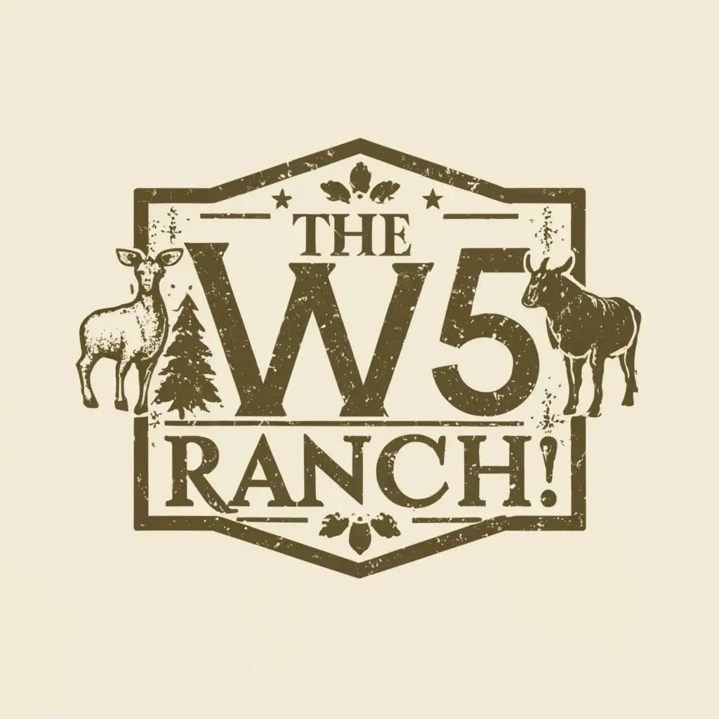 logo, Farm animals, with the text "The W5 Ranch ", typography