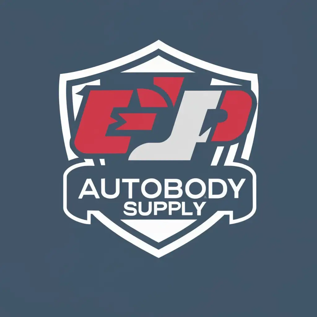 logo, SHIELD WITH BANNER SAYING EP AUTOBODY SUPPLY, with the text "EP AUTOBODY SUPPLY", typography, be used in Automotive industry
